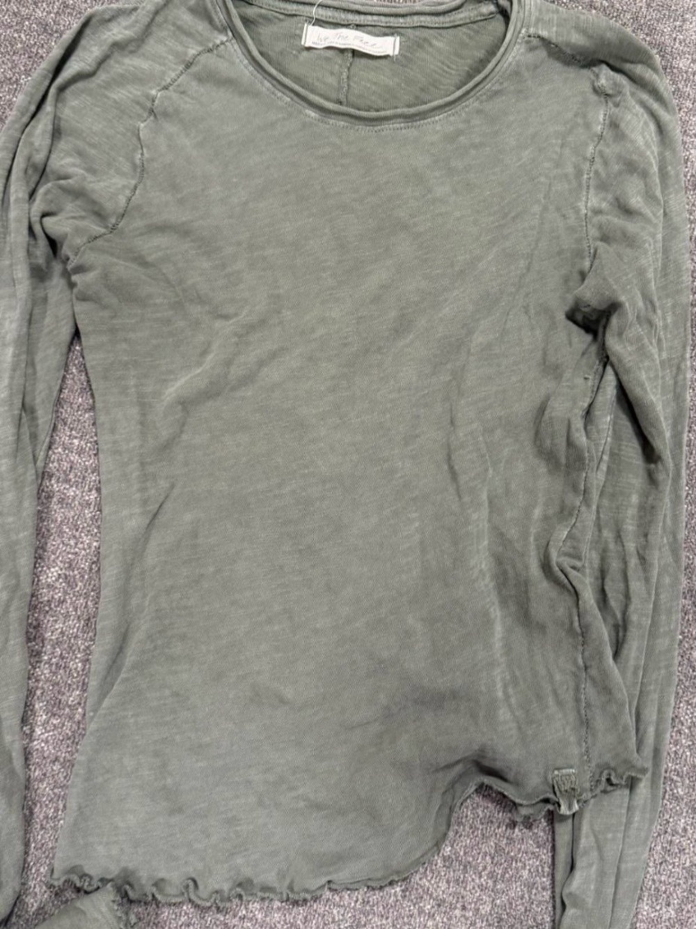 Free People Long Sleeve Tee in Olive Green